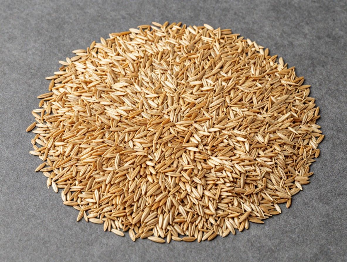 Gros plan sur des graines de lin dorées et des noix concassées disposées élégamment sur une ardoise grise, textures contrastées, lumière naturelle latérale révélant les reliefs et les huiles naturelles visibles des graines